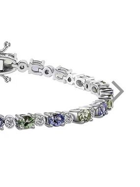 Sterling Silver Multi-Gemstone Tennis Bracelet with Green and Purple Stones